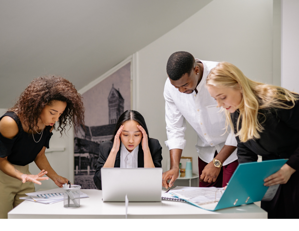 Decorative image of people frustrated at work