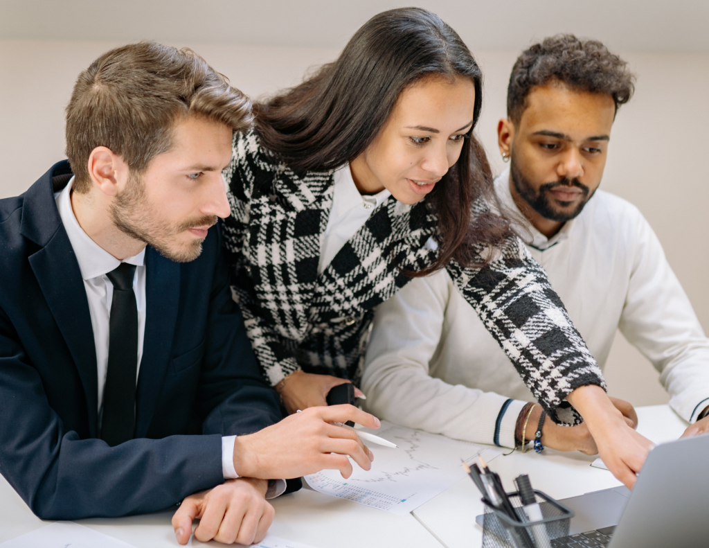 Decorative image of three coworkers